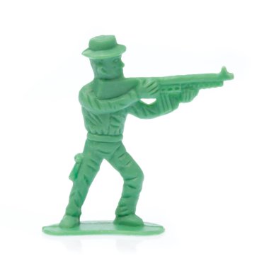 plastic toy cowboy isolated on white background