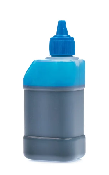 Botella de tinta para impresora aislada sobre fondo blanco — Foto de Stock