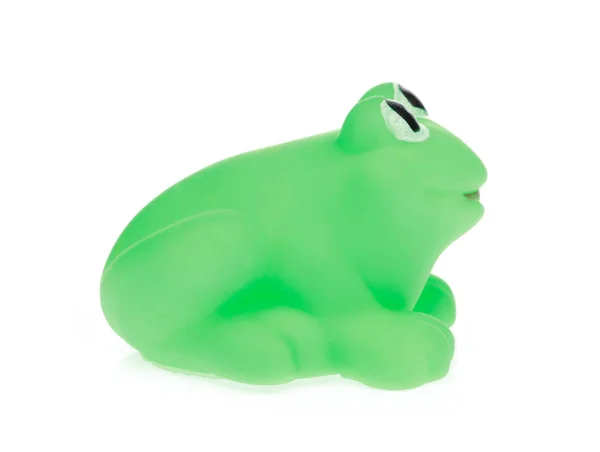 白色背景下分离的塑料玩具动物青蛙 — 图库照片
