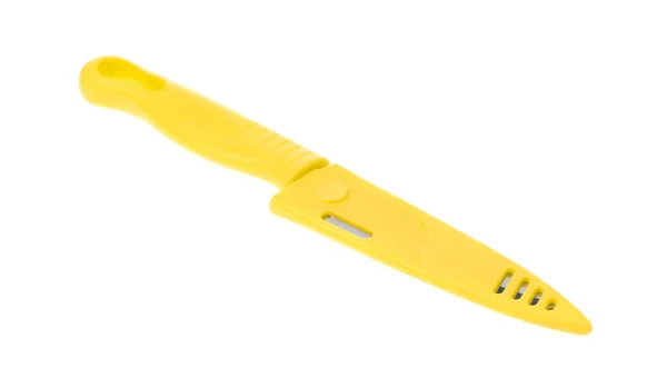 Couteau jaune isolé sur fond blanc — Photo