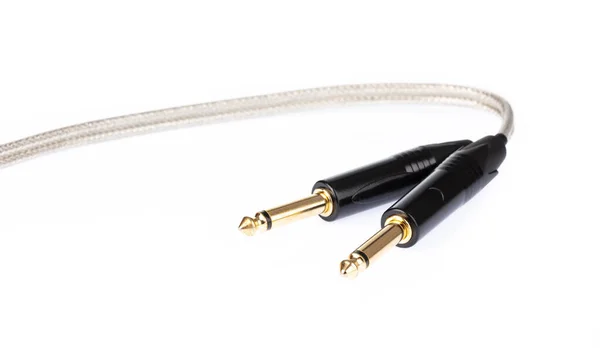 Dva jack stereo audio kabel izolované na bílém pozadí — Stock fotografie