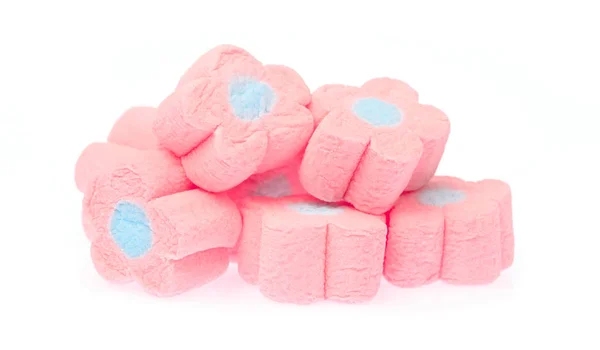 Close Up di marshmallow dolce a forma di fiore isolato su — Foto Stock