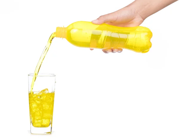 Hand pouring refreshing pineapple — Stock Photo, Image