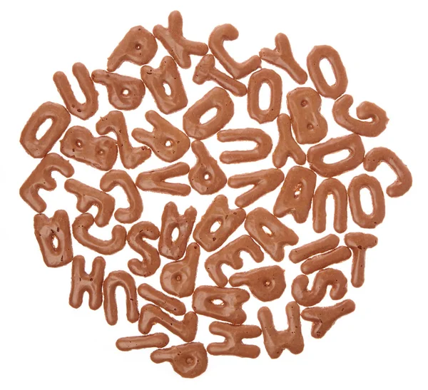 Pila de delicioso alfabeto Carta galleta aislada en respaldo blanco — Foto de Stock