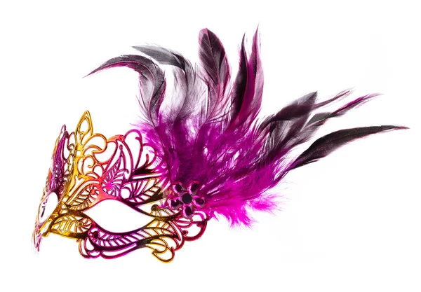 Beautiful of carnival mask with feather isolated on a white back — ストック写真