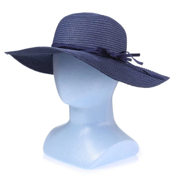 Summer female hat on mannequin head isolated on white background — Stock Photo, Image