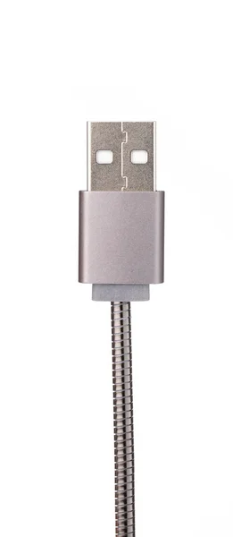 USB Micro cables smartphone recharge supply isolated on white ba — 图库照片