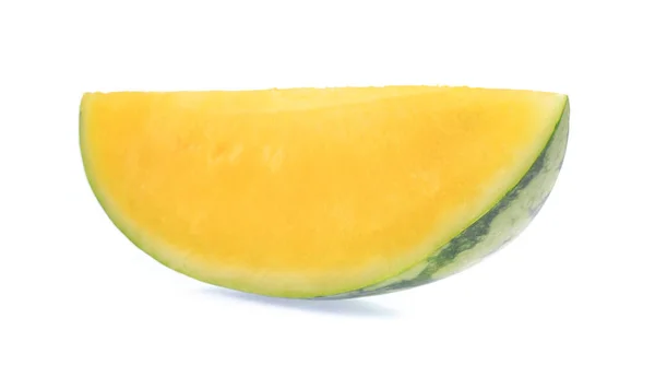 Fresh yellow watermelon slice isolated on white background — Stock Photo, Image