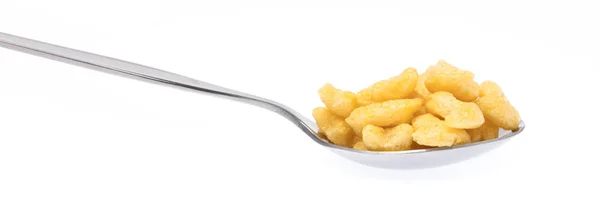 Cereal on spoon isolated on white background. — ストック写真