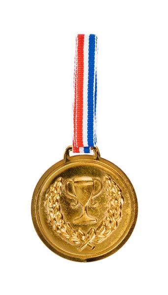 Golden medal is medal awarded isolated on white background. — Stock Photo, Image