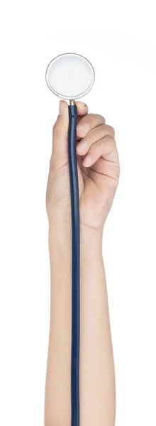 Ruka drží stetoskop izolované na bílém pozadí — Stock fotografie