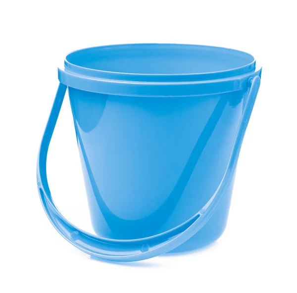 Blue plastic bucket for water isolated on white background — ストック写真