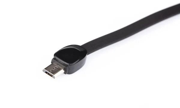 Carregador cabo USB isolado no fundo branco — Fotografia de Stock