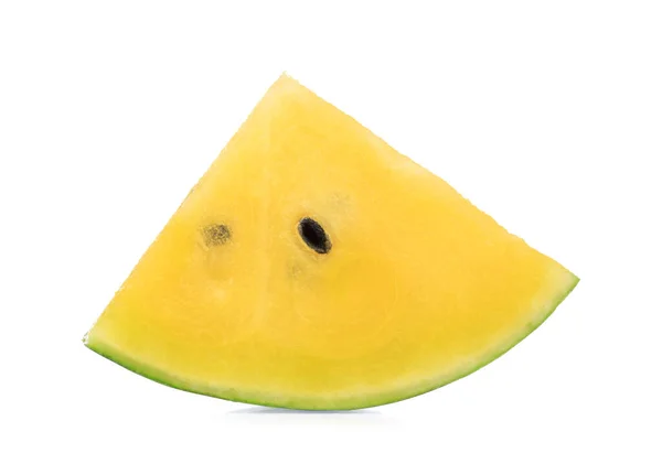 Yellow watermelon slice isolated on white background — Stock Photo, Image