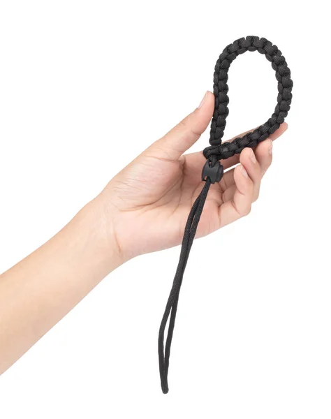Mão com corda para cinta de câmera mão feita design de escalada streng — Fotografia de Stock