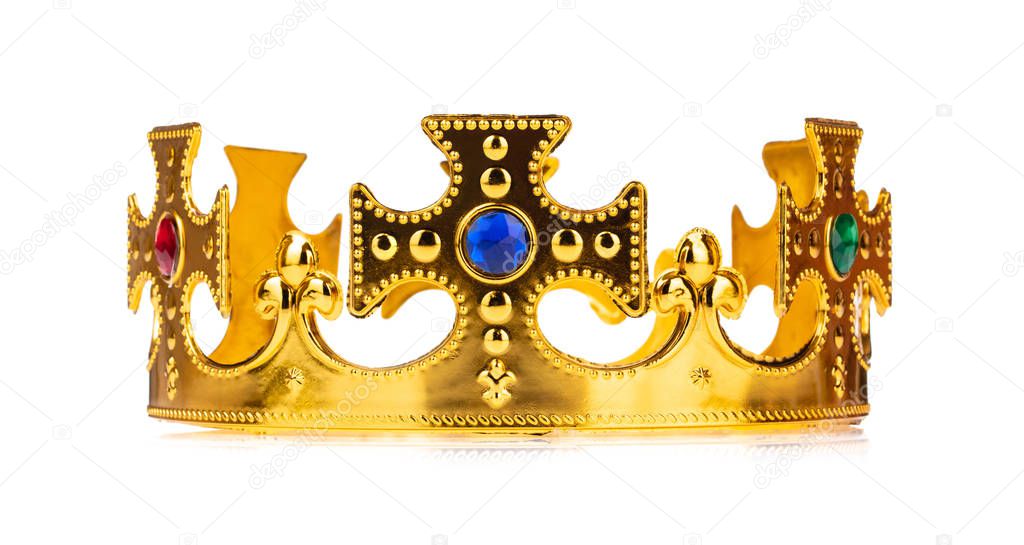 crown of king royal golden isolated on a white background