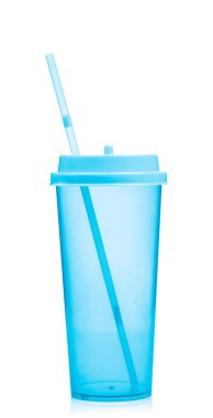 Plastic glass with lid isolated on a white background