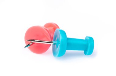 colorful of push pin isolated on white background.