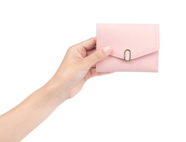 jand holding wallet isolated on a white background.