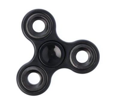 Black fidget spinner isolated on a white background