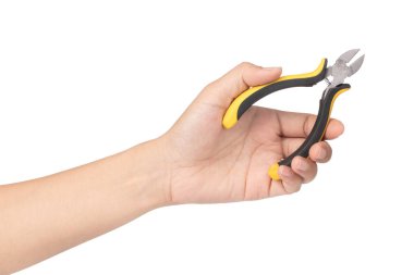 Wire cutters with yellow handles isolated on a white background
