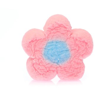 Close Up of sweet marshmallow in the shape of flower isolated on