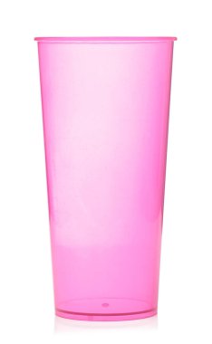 Empty plastic glass isolated on white background