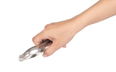 Beyaz arka planda izole edilmiş yengeçler için pense tutuşu