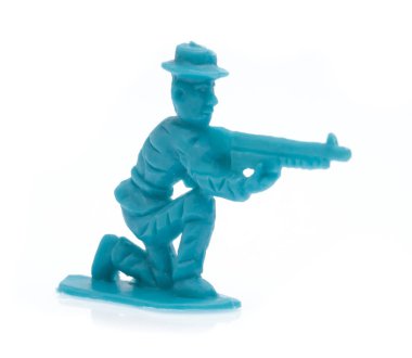 plastic toy cowboy isolated on white background