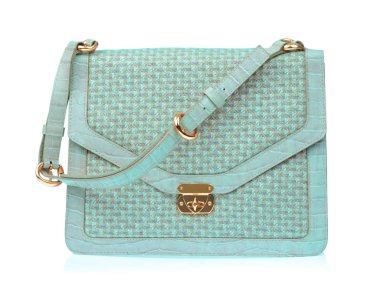 Green Bag Women's fashion accessories isolated on white backgrou