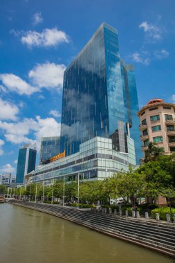 Singapur - 19 Şubat 2017: Clarke Quay cent 'in inşasının manzarası