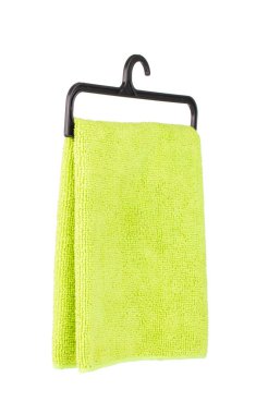 towel on a hanger isolated on a white background.