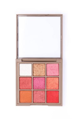 beautiful colors of eyeshadows palette glittering  isolated on w