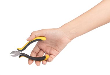 Wire cutters with yellow handles isolated on a white background