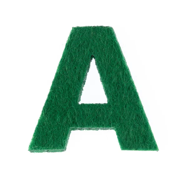 Alfabetet A är gjort av filt isolerad på vit bakgrund. — Stockfoto