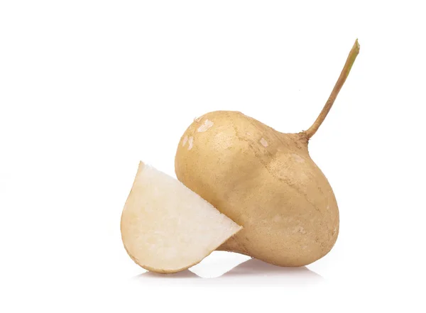 slice jicama isolated on white background