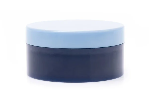 Blue plastic container for makeup isolated on white background — Stockfoto