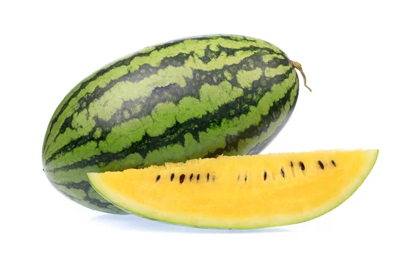 Fresh yellow watermelon slice isolated on white background — Stock Photo, Image