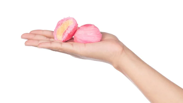 Hand holding Chinese Pastry isolated on white background — 스톡 사진