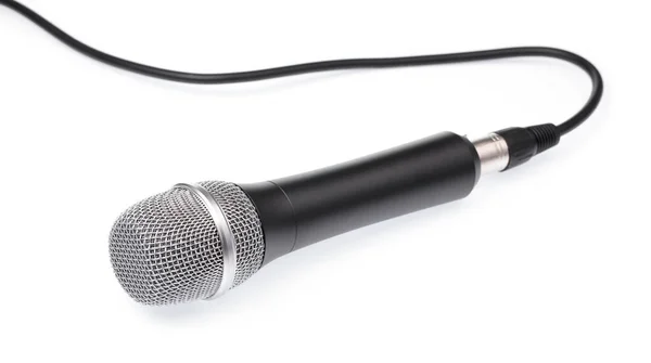 Мікрофон ізольований на білому фоні . — стокове фото