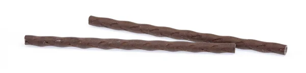 Chocolate de paus de biscoito isolado no fundo branco — Fotografia de Stock