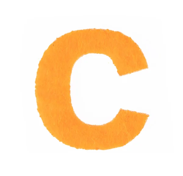 Alfabetet C är gjort av filt isolerad på vit bakgrund. — Stockfoto