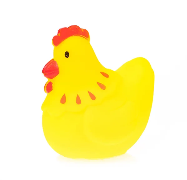 Huhn Plastik Spielzeug Tier isoliert auf weißem Hintergrund. — Stockfoto