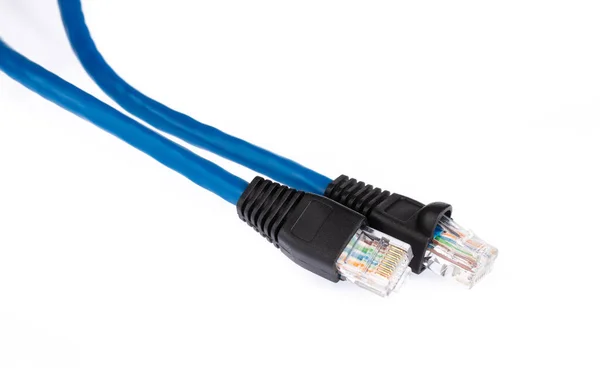 Cable Network CAT6 Flat 2m RJ45 Lan Internet isolated on white B — Stock Photo, Image