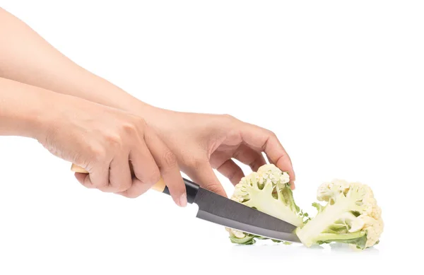 Taglio di Cavolfiore da coltello isolato su sfondo bianco — Foto Stock