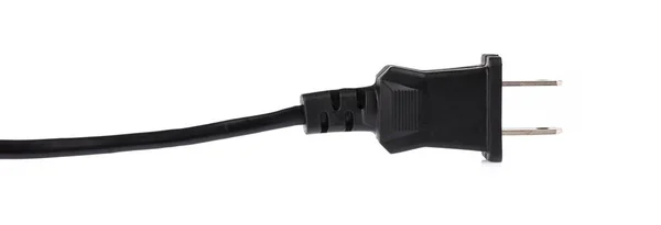 Zwarte elektrische stekker kabel geïsoleerd op witte achtergrond. — Stockfoto