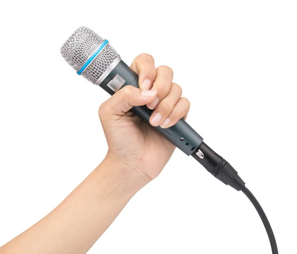 Micrófono de mano aislado sobre fondo blanco — Foto de Stock