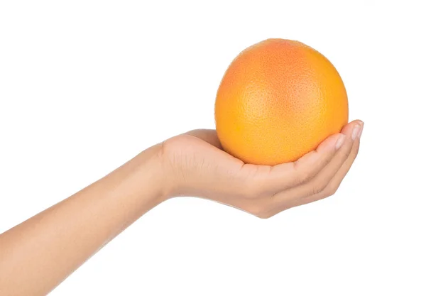 Hand holding Grapefruit isolated on white background. — Stock Photo, Image