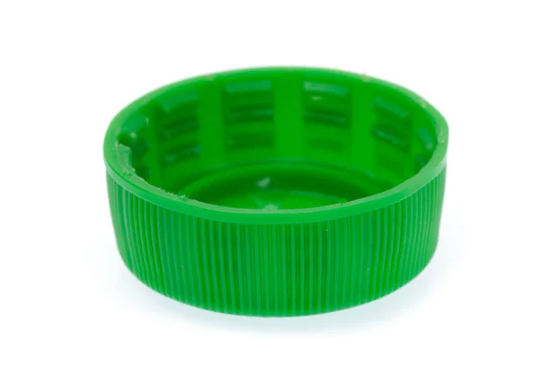 Zöld műanyag kupak elszigetelt fehér background — Stock Fotó
