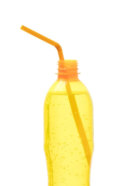 Whit 'te izole edilmiş şişede ananaslı gazoz içecekleri tazeliyorum. — Stok fotoğraf